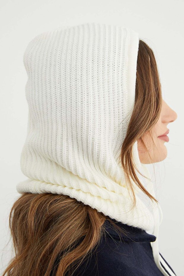 Basic Bağcıklı Triko Balaklava Bere - 4