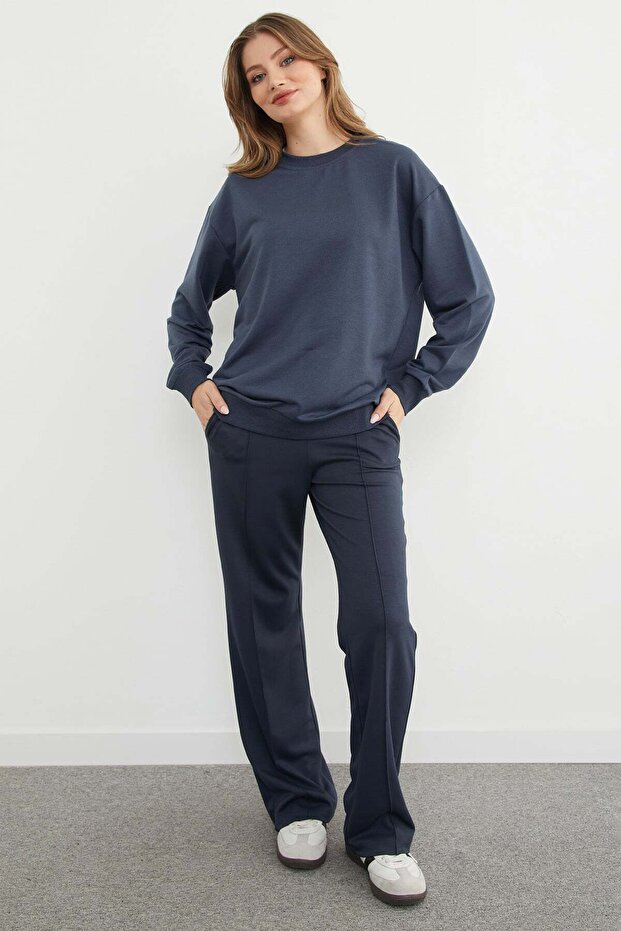 Basic Bisiklet Yaka Sweatshirt - 3