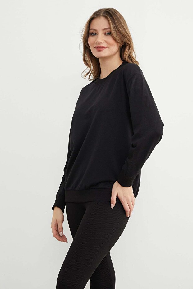 Basic Bisiklet Yaka Sweatshirt - 2