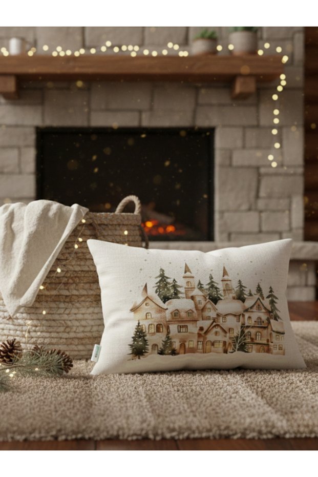Modern Bohemian Design, Winter Themed Watercolor Patterned 35X55 Decorative Throw Pillow Cover