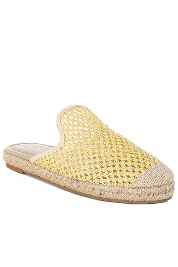 Women Raffia Espadrilles Mules in Yellow