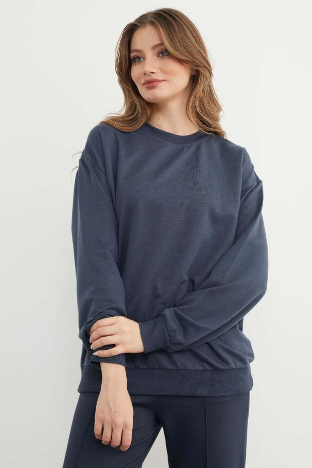 Basic Bisiklet Yaka Sweatshirt - 2
