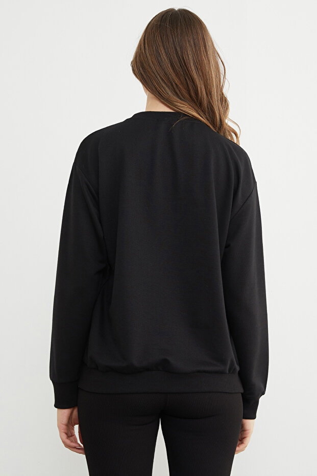 Basic Bisiklet Yaka Sweatshirt - 7
