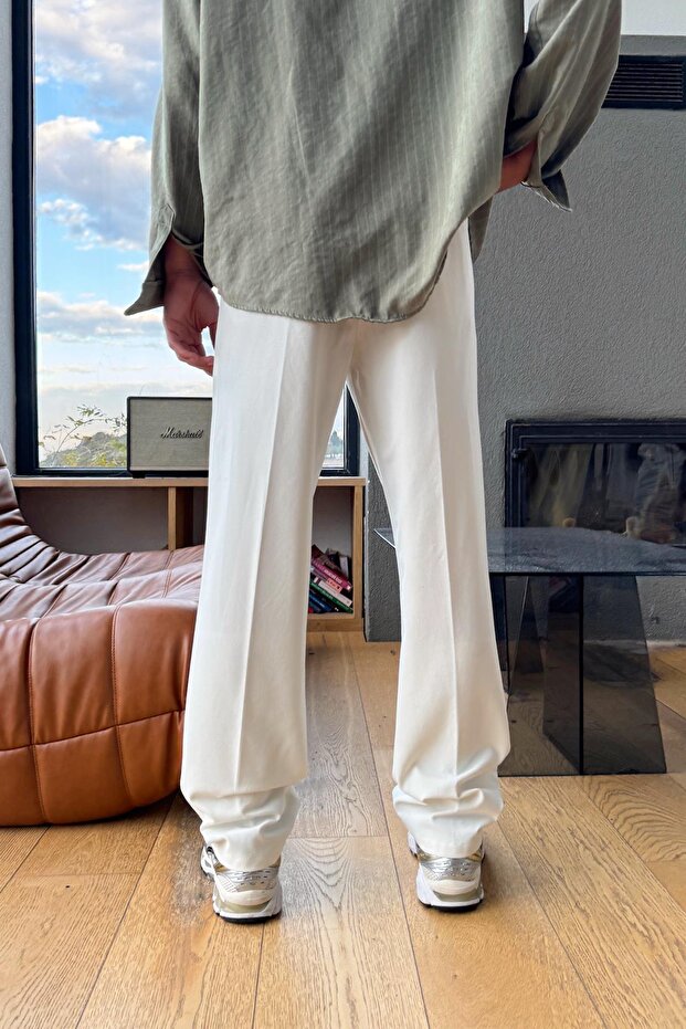 Basic Regular Pantolon Beyaz - 2