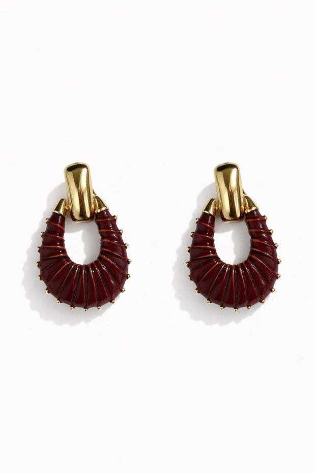 Vintage Earrings with Leather Detail