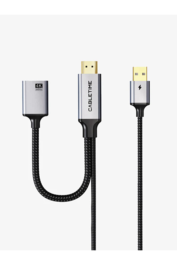 HDMI TO DISPLAYPORT WITH USB C POWER cable