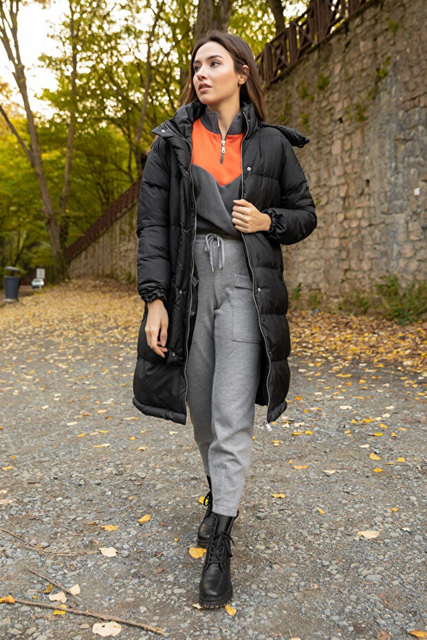 Uzun şişme mont - 1