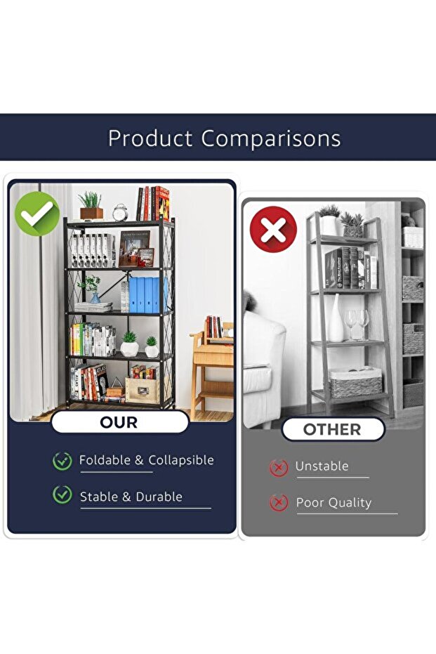 رف تخزين قابل للطي سميك بخمس طبقات مزود بعجلات، ورف ذو سعة كبيرة - 3