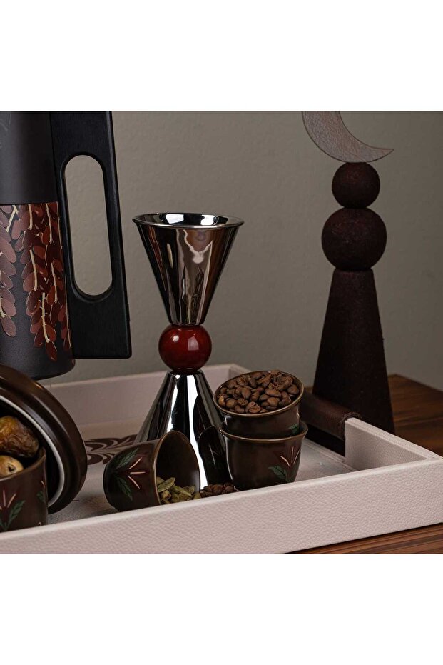 Brown Palm Pattern Coffee Cups - 8