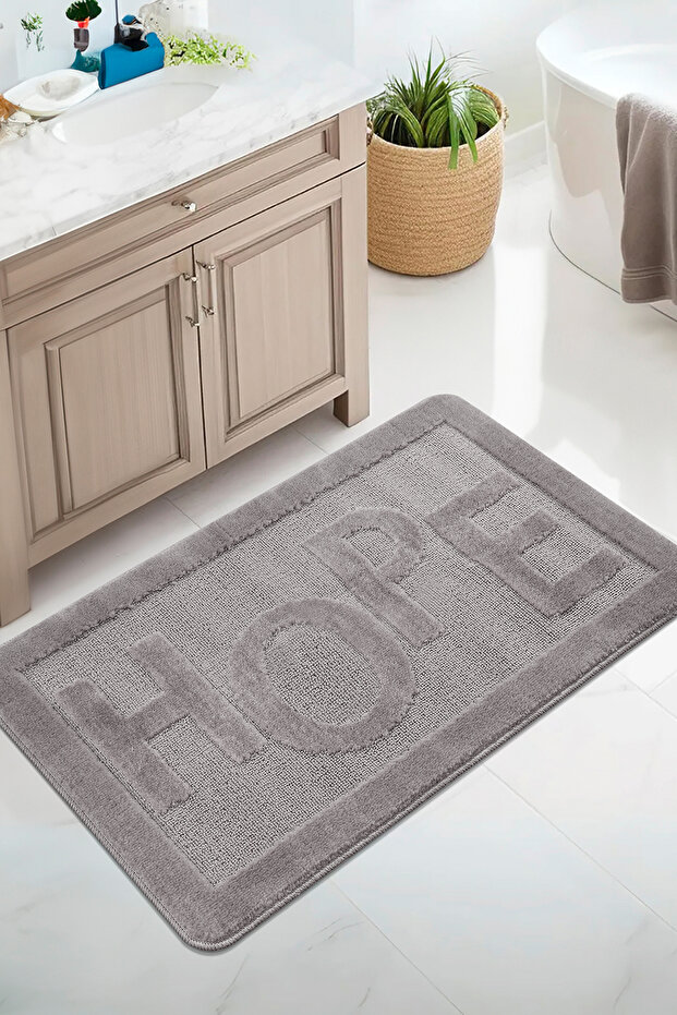 Natural Non-Slip Base Bath Mat Long-Lasting Soft Textured Water Absorbent Washable Letter Mat Hope 6
