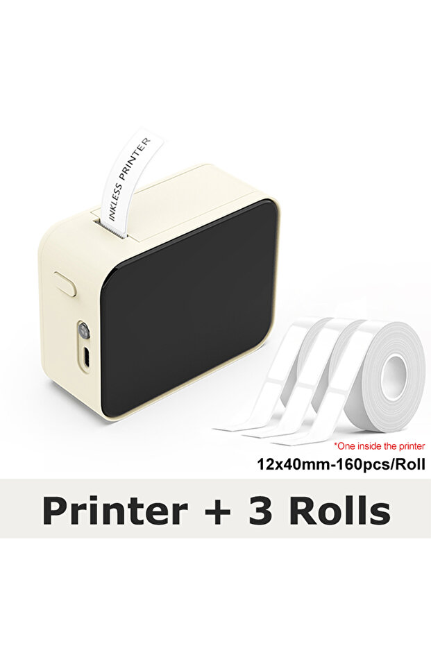 White Add 2 Rolls Marklife P15 Portable Thermal Printer Mini Label Printer Maker Inkless Self-adhesi