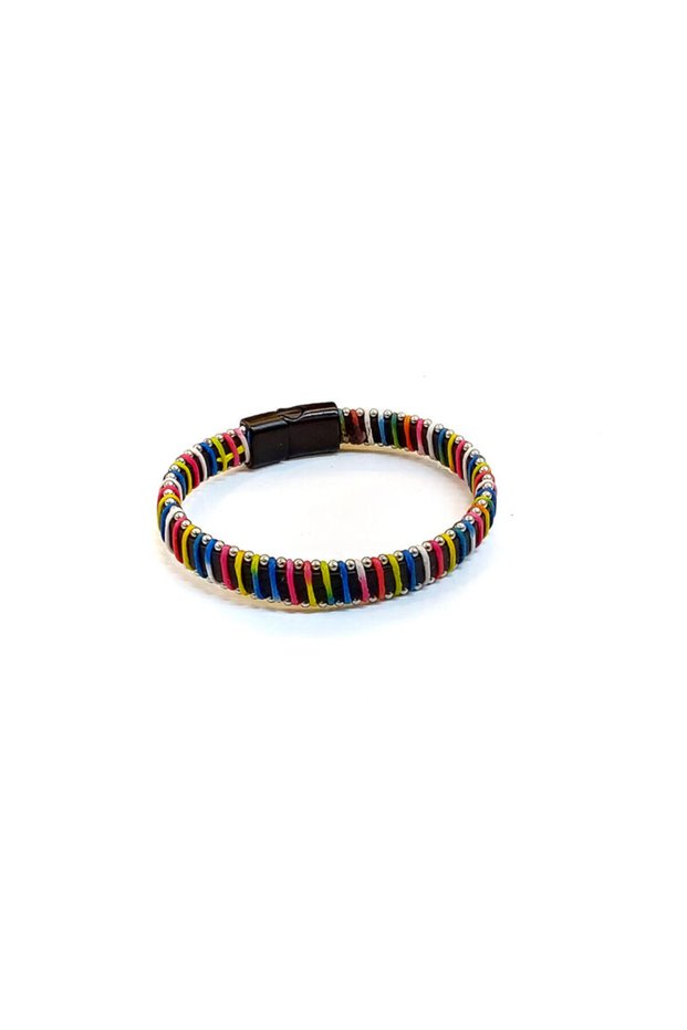 Color Loop Core – Black Men's Bracelet with Colorful Thread Detail-1433