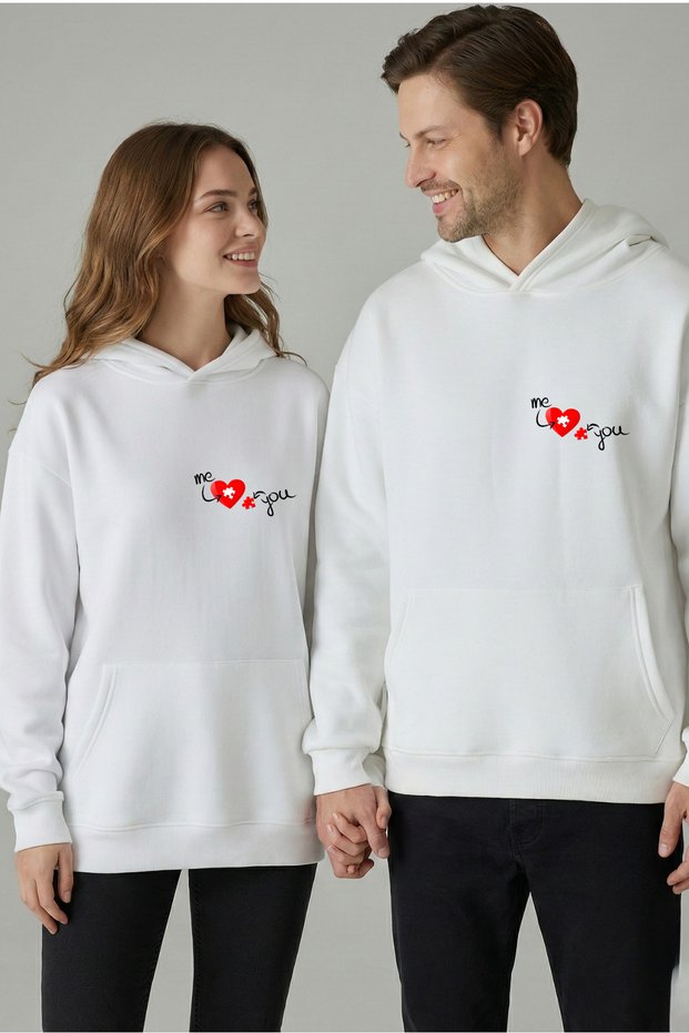 Women/Men Valentine's Day Heart Printed Lover/Couple Combination 100% Cotton Sweatshirt