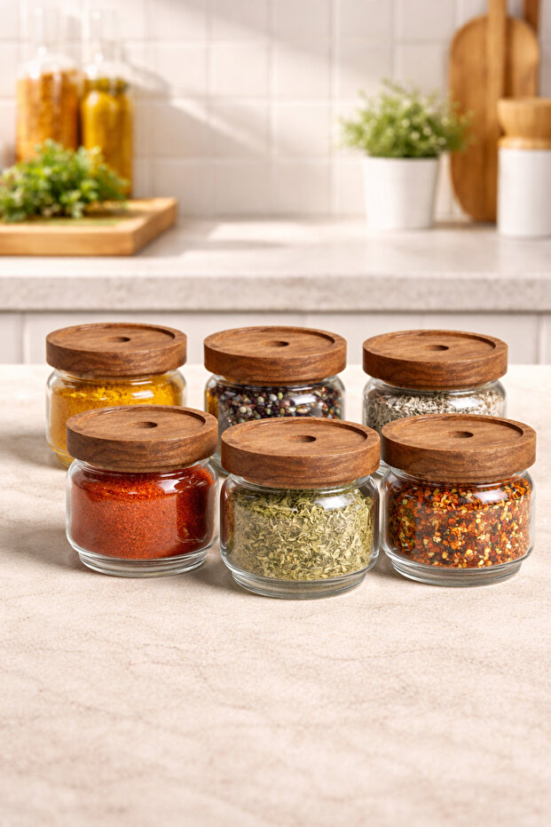 Acacia Gasket Lid 6-Piece Borosilicate 300ml Jar Set Kw-782