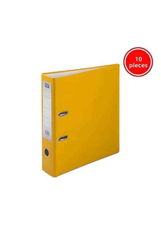 Office Folder, 10 Pieces, Wide, A4 Size, 2 Rings, Yellow
