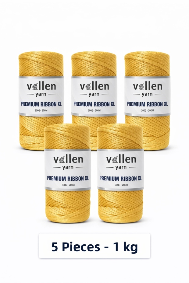 5 Pieces Premium 1000 g/4 mm Polyester Ribbon Cord, Macramé Cord, Bag Cord, Hobby Cord, Placemat Cord