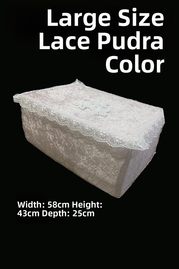 Dowry Box Large Single Box with Flowers, Velvet Single Box, Dowry Box with Lace, Powder Color Large Box