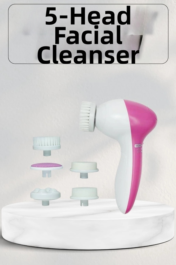 Skin Cleansing and Massage Device with 5 Heads for Acne and Prevention
