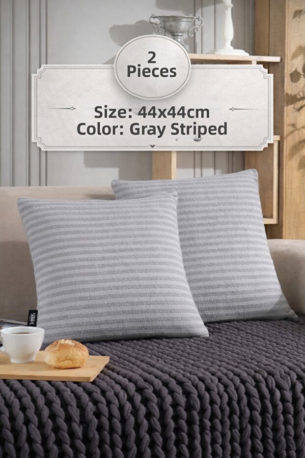 Shal Plaid 2-Piece Decorative Snap-On Cushion Cover Pillowcase 44X44Cm