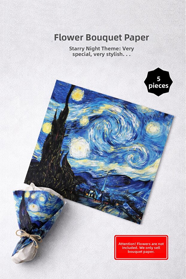 Starry Night Printed Flower Bouquet Packaging Gelatin Paper / Package Packaging 55X55Cm 5 Pieces