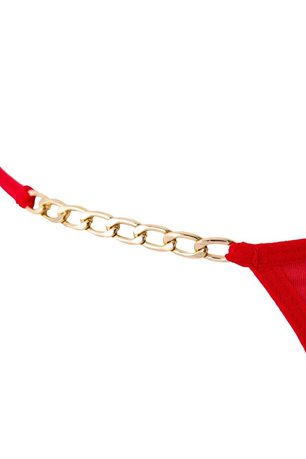 Siyah-Kırmızı 2'li Micro Zincir Detaylı String Külot THMSS26KU00008 - 14