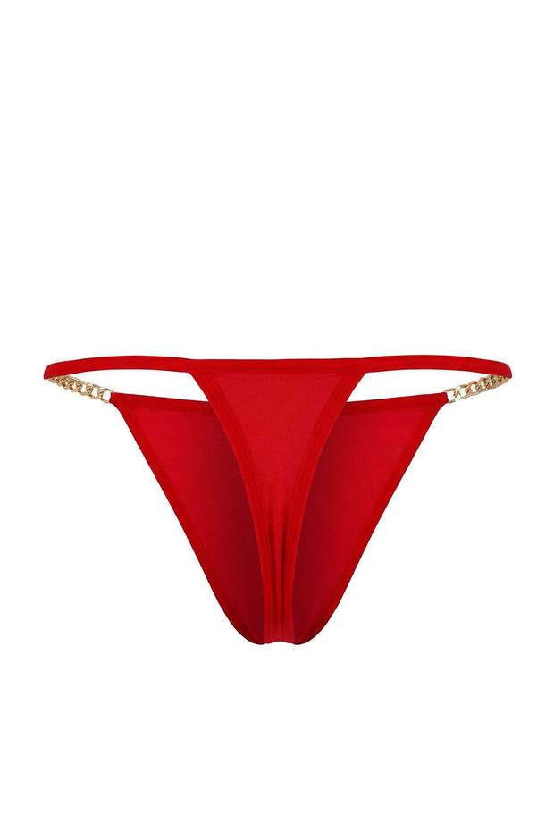 Siyah-Kırmızı 2'li Micro Zincir Detaylı String Külot THMSS26KU00008 - 11