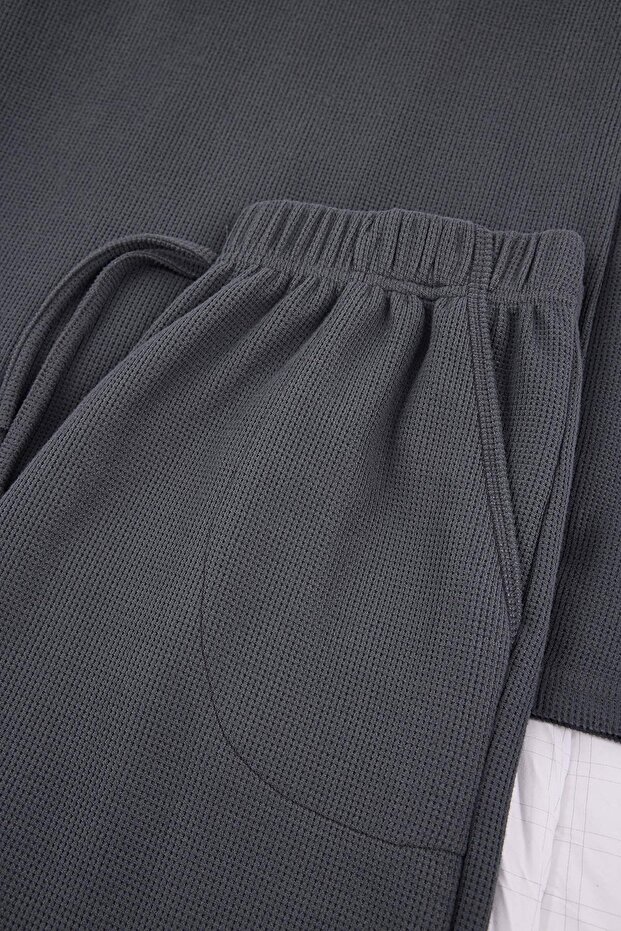 Füme Regular Yumuşak Waffle Örme Pijama TakımıTMNAW26PT00066 - 2