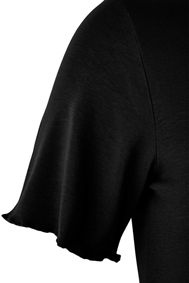 Wardrobe Essentials Siyah Yakası Biye Detaylı Yumuşak Tuşeli Örme Büyük Beden Bluz TBBSS26AF00025 - 7