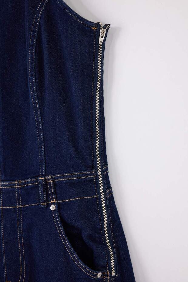 Teen Mavi Askılı Az Esnek Baggy Fit Denim Tulum TWOSS26TU00001 - 6