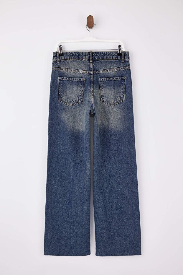 Mavi Yüksek Bel %100 Pamuk Geniş Paça Wide Leg Jeans TWOSS26JE00013 - 6