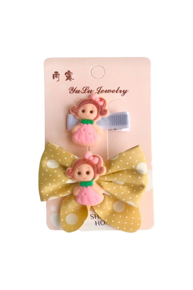 Girl's and Baby Girl's Clip-On Clamp Yellow Buckle Set - 2 Pieces