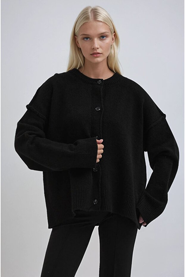 Dikiş Detaylı Basic Triko Hırka 5193 - 3