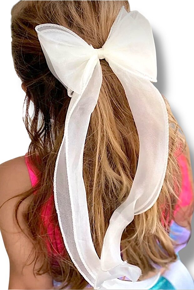 Organza Pendant with Long Tail and Bow Metal Automatic Clasp