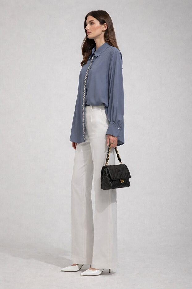 تونيك بياقة قميص مطرزة بطبعة مخالب - 2