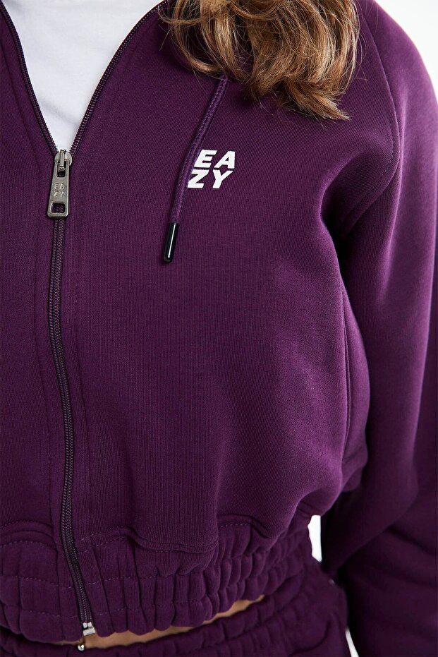 Eazy Kadın Basic Mürdüm Lastikli Premium Kışlık Eşofman Takımı - 6