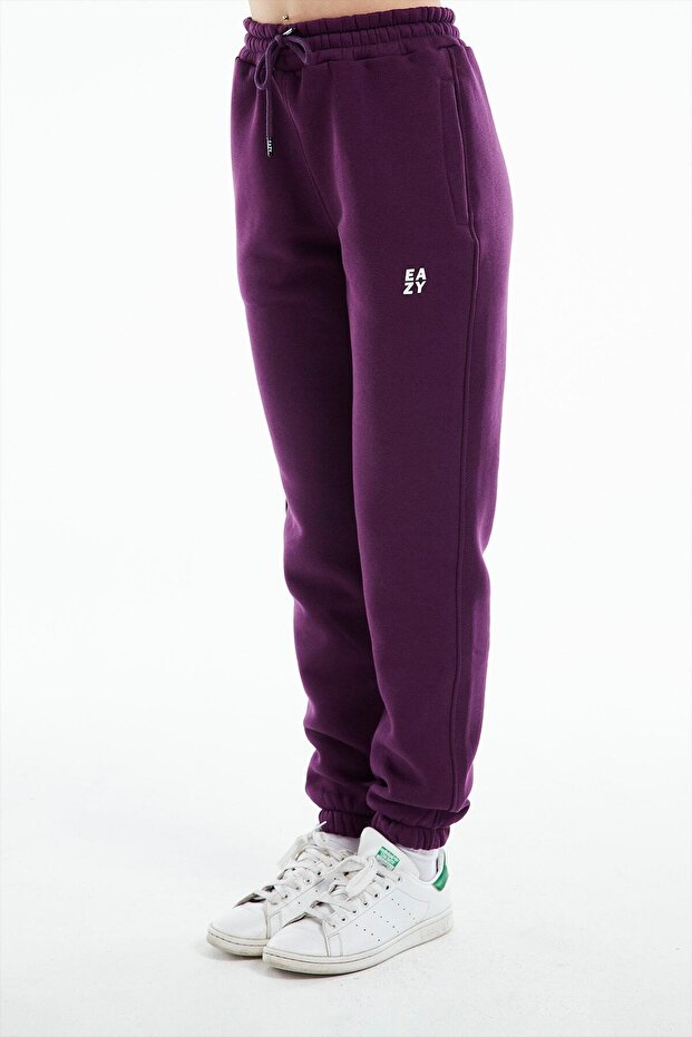 Eazy Kadın Basic Mürdüm Lastikli Premium Kışlık Eşofman Takımı - 7