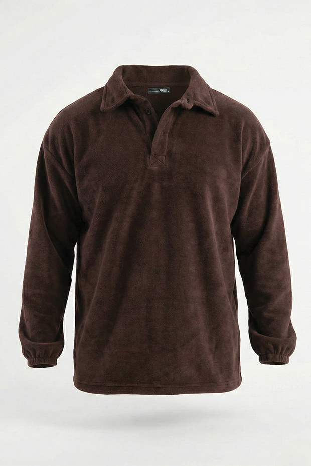 Ghassy Co. Men's Oversize Adjustable Waist Elastic Shirt Collar Fleece Sweatshirt