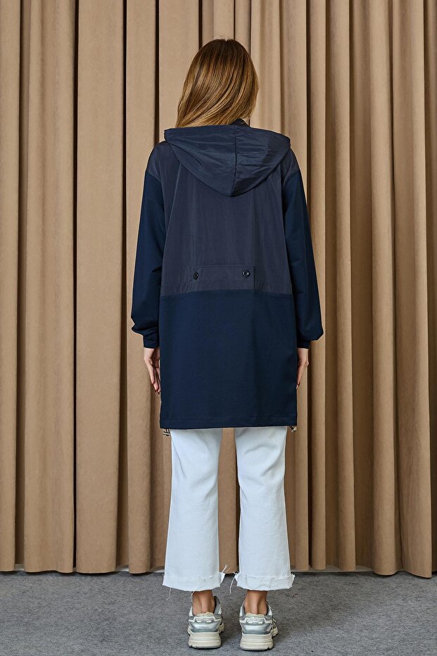 Kadın Kapüşonlu Basic Tunik - 10733TUN - NAVY - 5