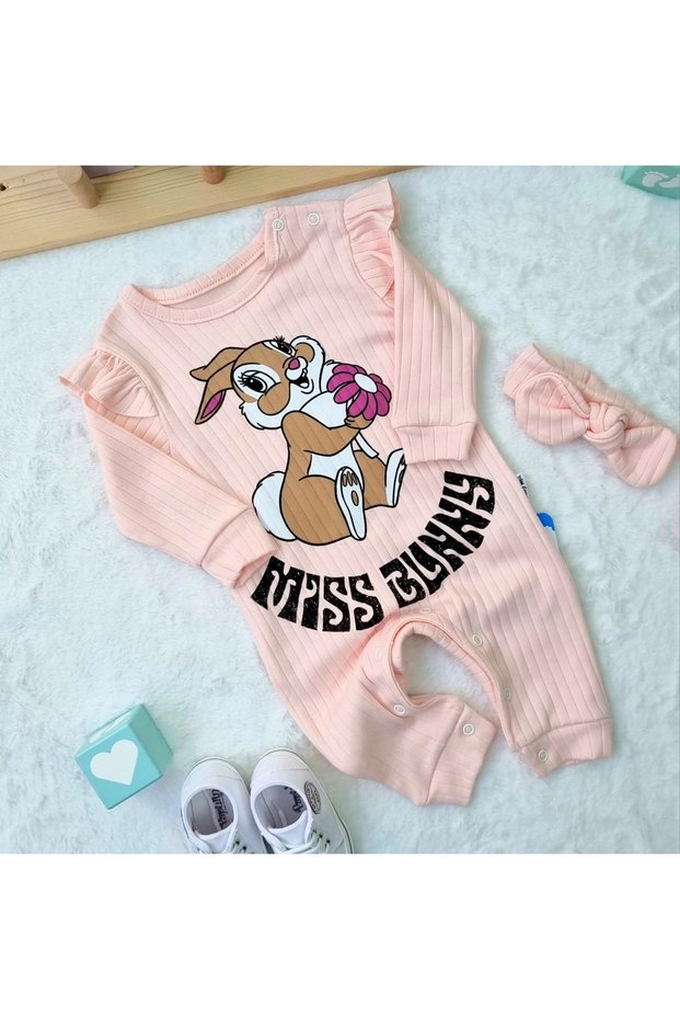 Baby Girl Romper with Rabbit and Bandana
