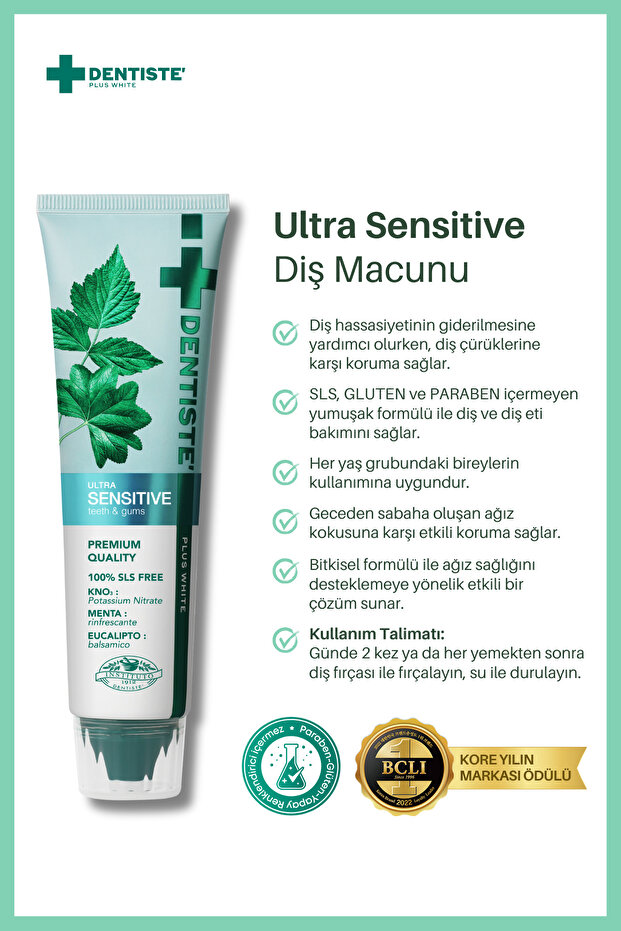 Dentıste Sensitive Hassas Dişler Için Ağız Kokusu Önleyici Diş Macunu 100 ml 2 Adet - 2