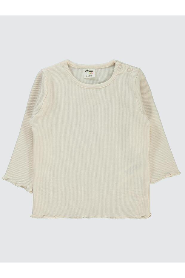 Sweatshirt with Sleeve Cuff Detail for 6-18 Months - Ivory