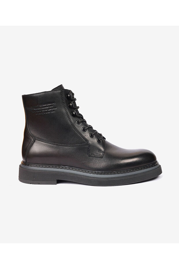 Men's Black Genuine Leather Casual Boots 4K1Yb17791