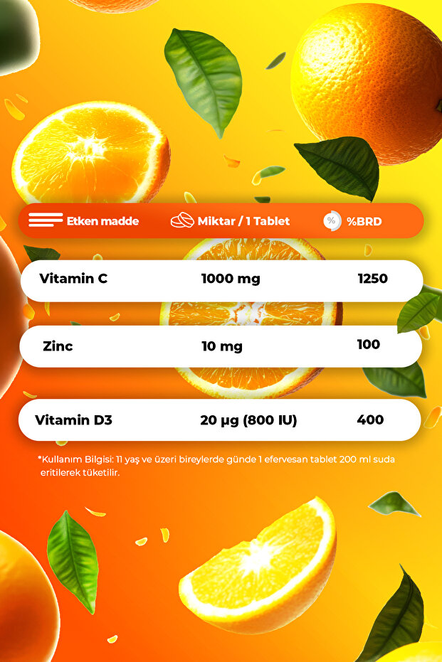 C Vitamini + Çinko + Vitamin D3 Efervesan Tablet - 3