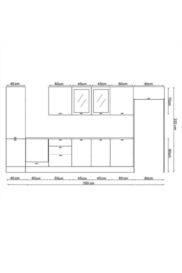 390 cm %100 MDF Greena White Mutfak Dolabı - 3