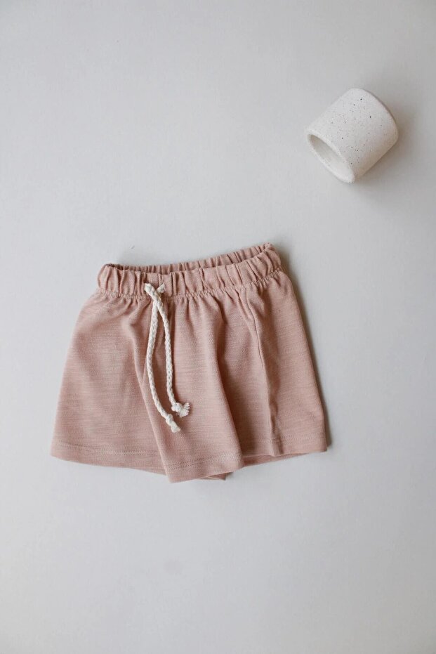 Bej Bağcıklı Basic Şort - 7