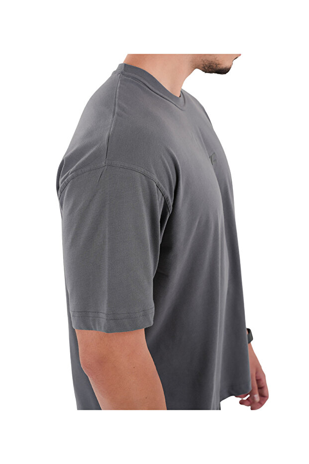 Basic Oversize T-Shirt Füme - 4