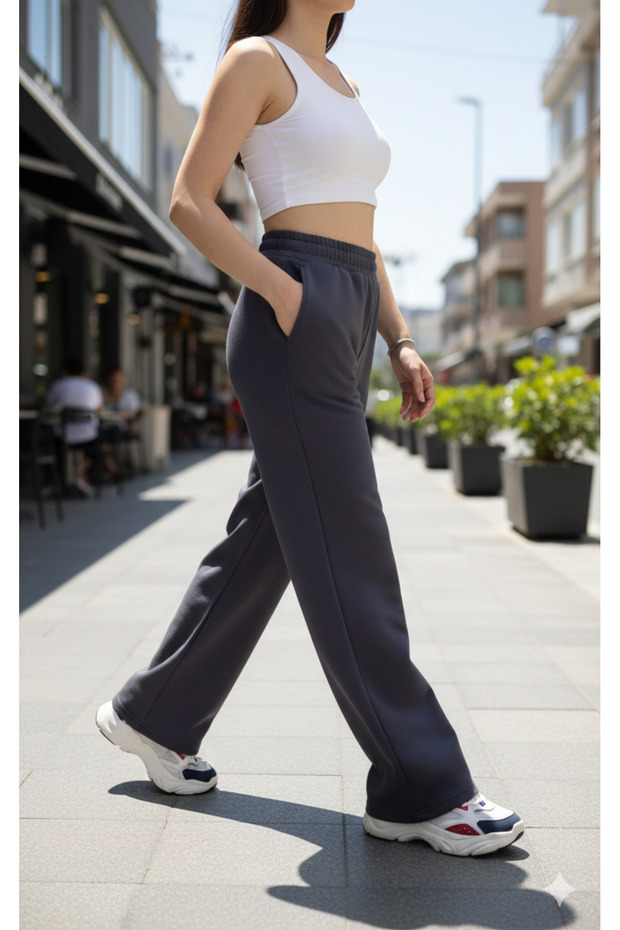 Women's Smoked High Waist Loose Cut Sweatpants