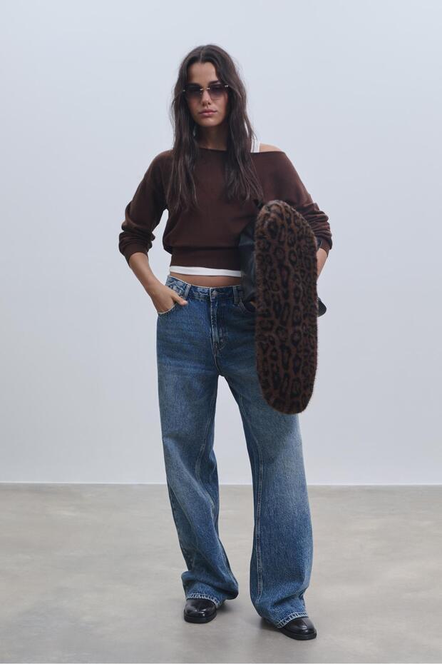 Geniş yaka triko kazak - 1