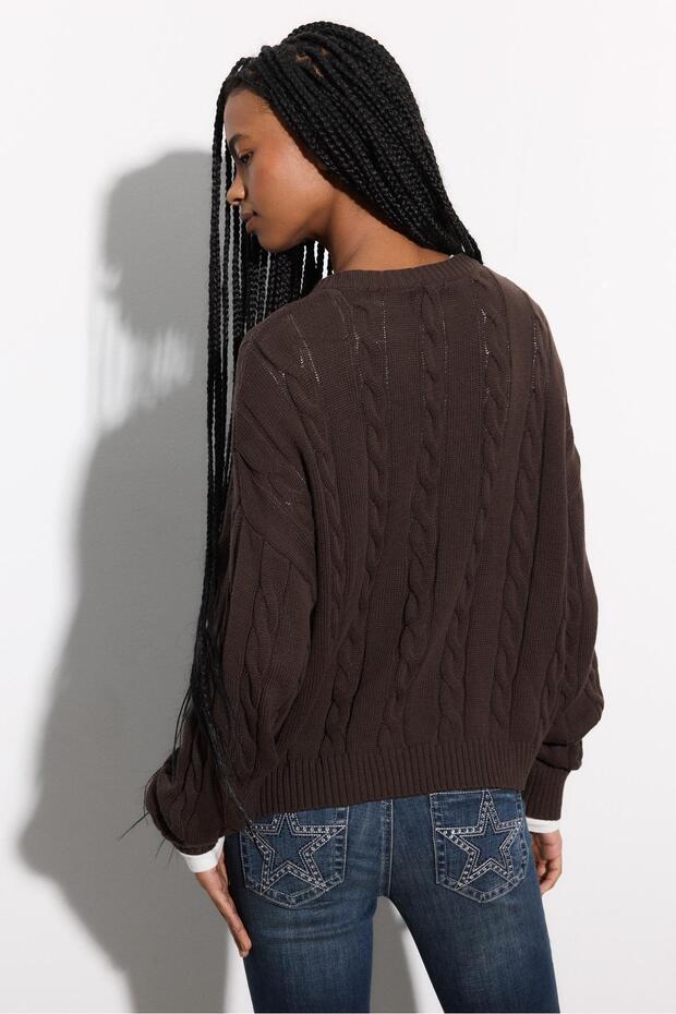 Düğmeli örgü triko hırka - 5