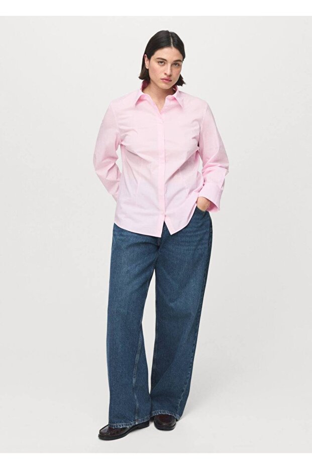 Bedene oturan poplin gömlek - 5